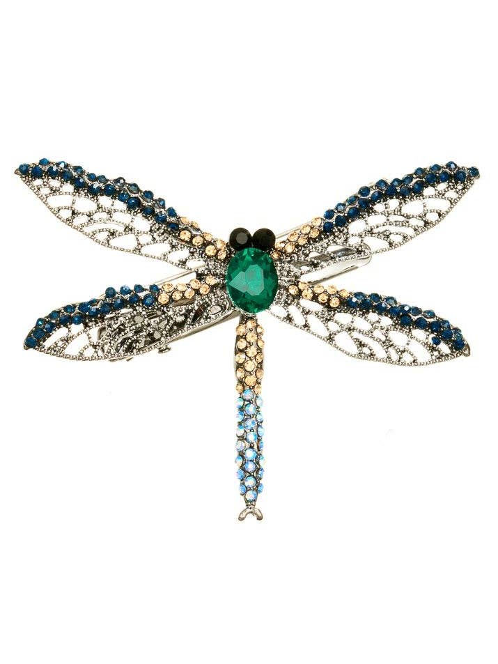 Aqua Dragonfly Hårspænde & Broche for engroshandel hos Rosie Fox