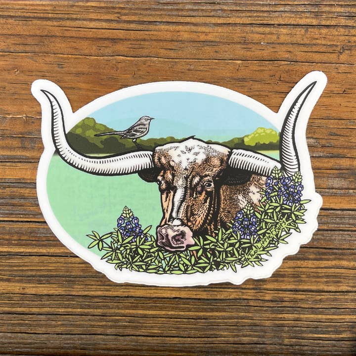 Stickers Longhorn Cattle Sticker – Farmhouse Vinyl Gift for wholesale by Two Little Fruits