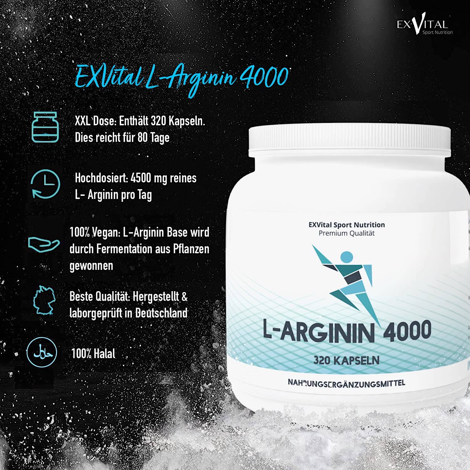 EXVital - Wholesale Oral Supplement/Vitamin - EXVital L-Arginine 4000 high dose, 320 capsules in German1