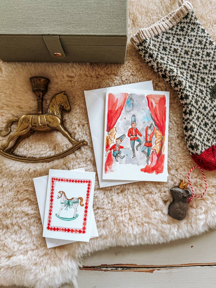 3 Soldiers Dancing Christmas Card for wholesale by La la lu