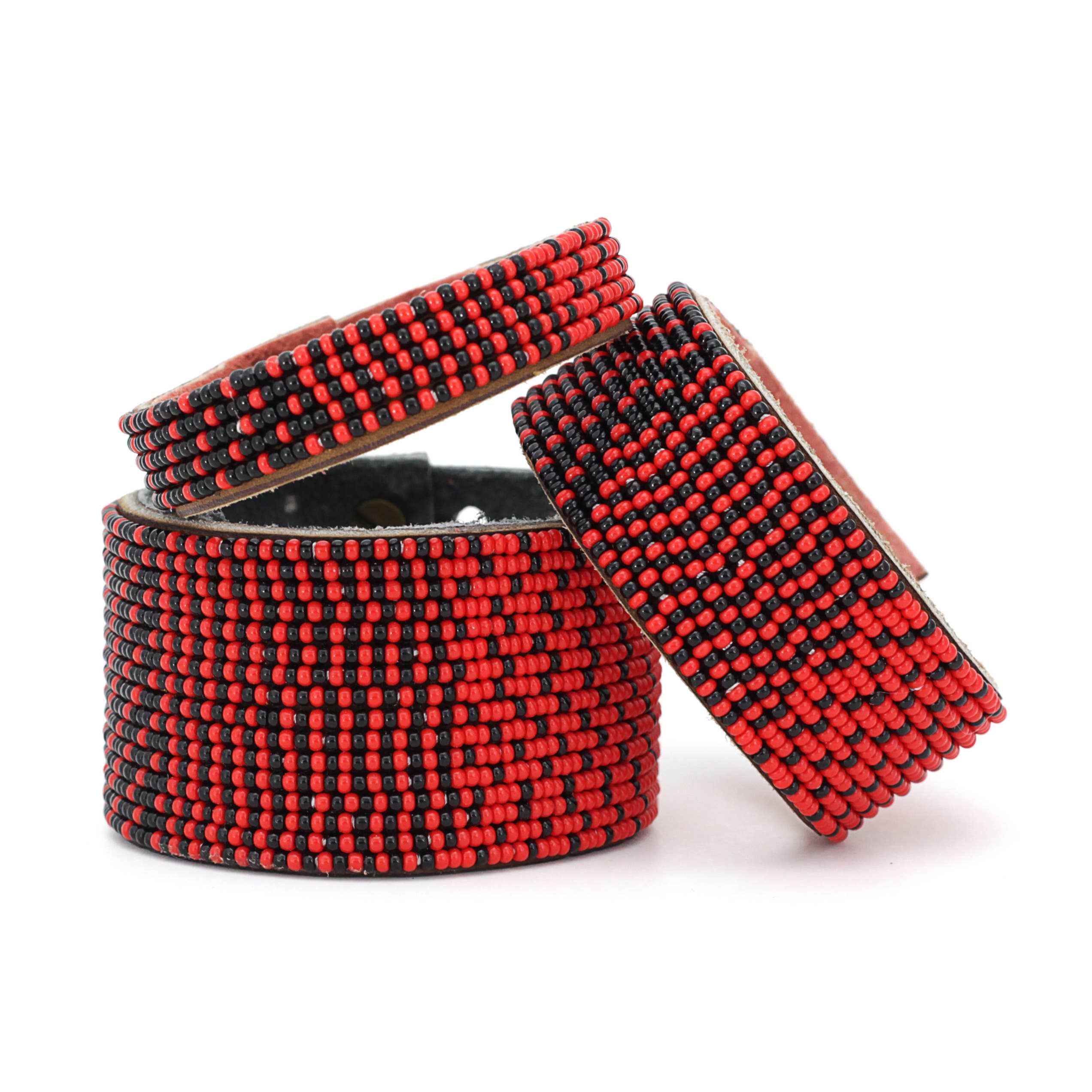 Swahili Coast - Wholesale Manchet-armband - Medium rood en zwart ombre leren manchet3