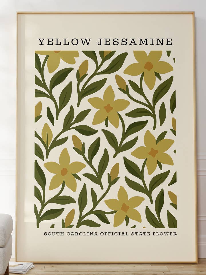 South Carolina State Flower Art Print – Yellow Jessamine for wholesale by The FlatFile Society