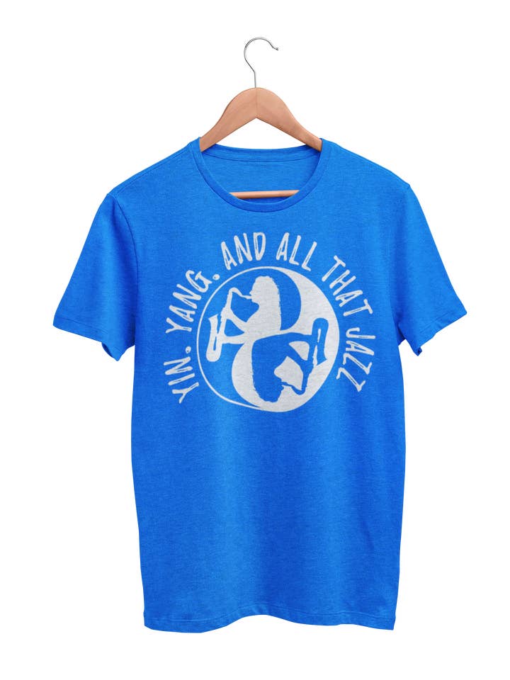 Yin Yang & All That Jazz Unisex Crew T-shirt with Saxophone for wholesale by WooHoo Apparel