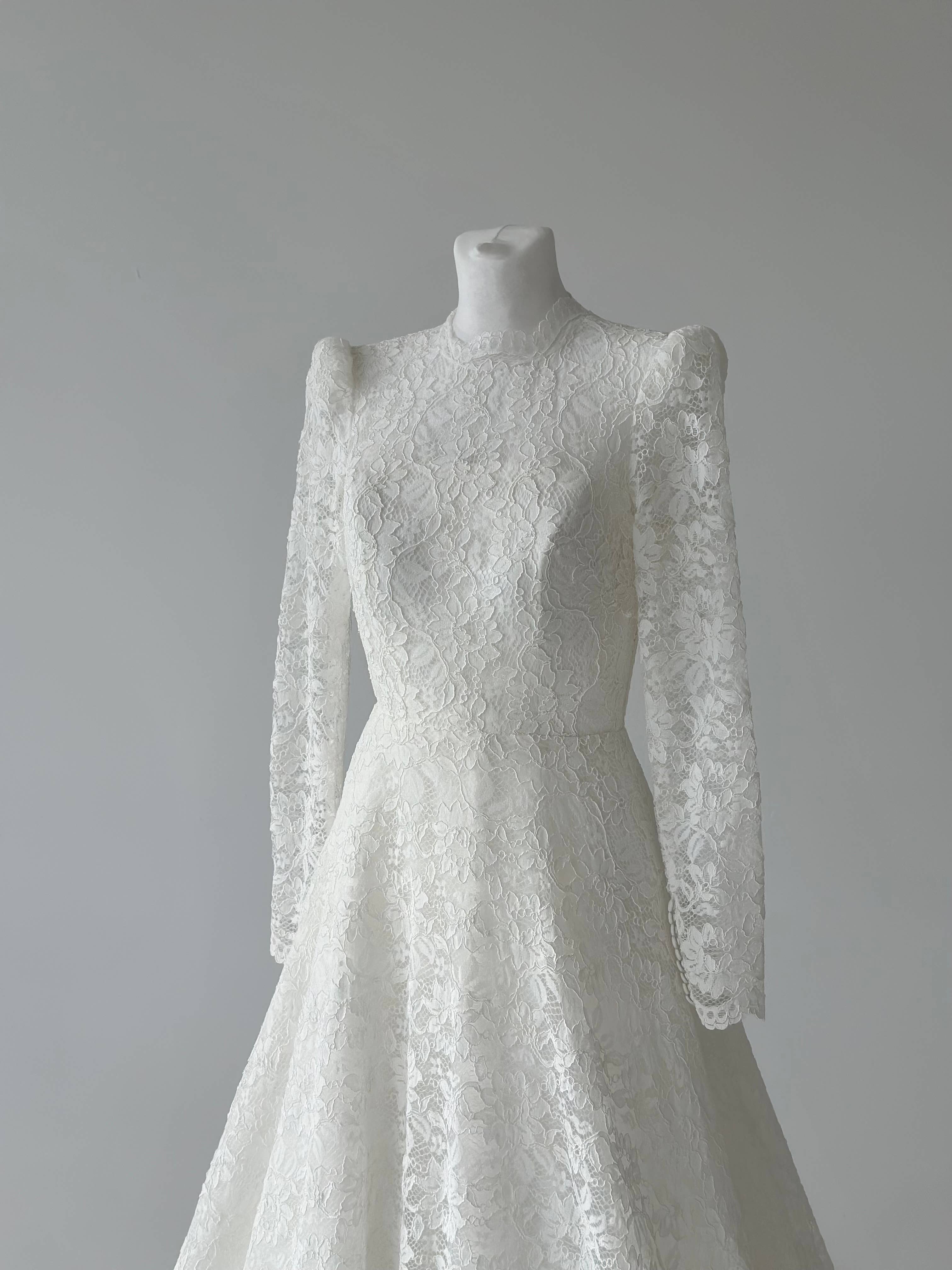 As Photo Enchanted Grace Vintage Lace Long-Sleeve Bridal Gown for wholesale on Faire3