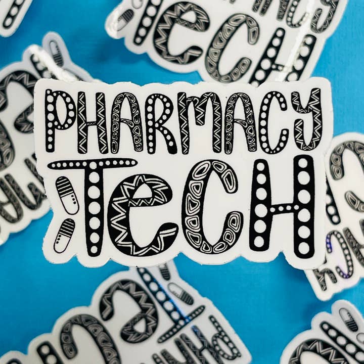 Autocollant technique Mini Pharmacy (IMPERMÉABLE) pour la vente par Zenspire Designs
