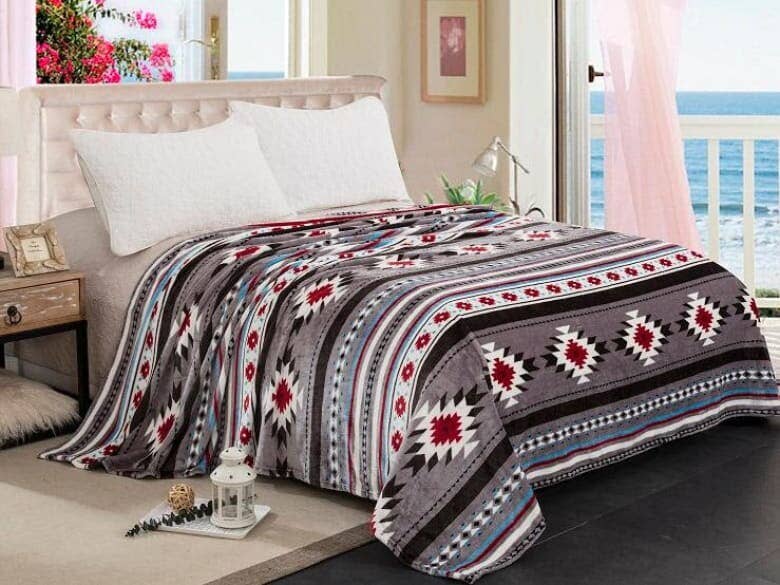 Linen Mart - Wholesale Bedding Blanket - Southwest Aztec Fleece Blanket - Twin Size1