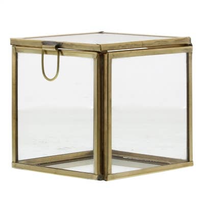 Pierre Demi Leaded Glass Box - Small - Brass for wholesale by HomArt
