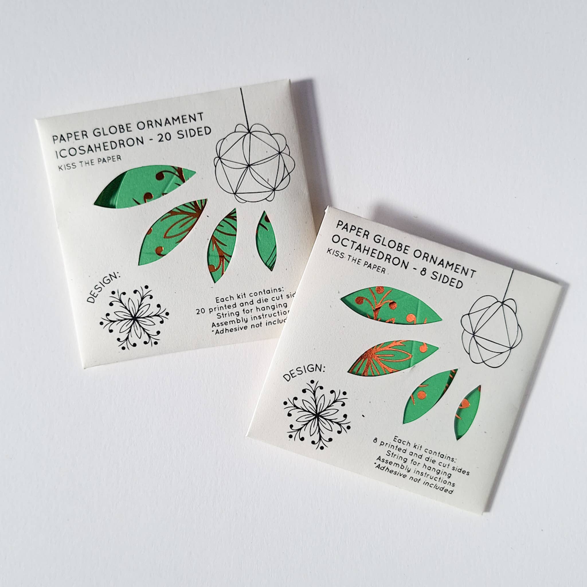 Kiss The Paper – wholesale DIY craft kit – Globe Ornament Kit - Leafy 20 sided - Copper/Green2
