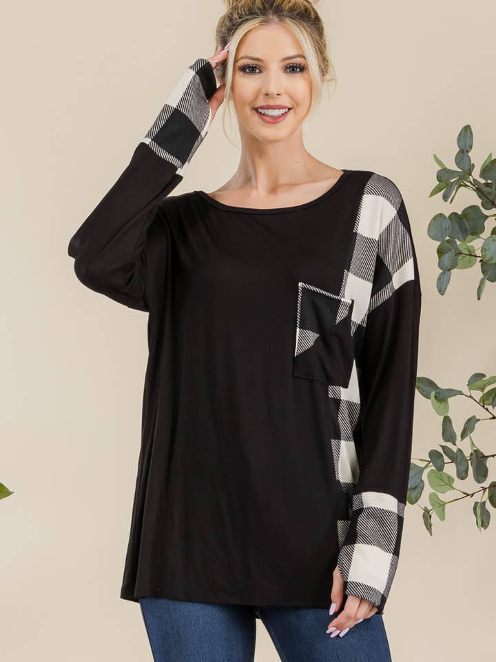 Celeste Clothing – wholesale Tunika - Dam – RUTIG LÅNGÄRMAD TOPP MISSY OCH PLUS SIZE KLÄDER -CT43810B
