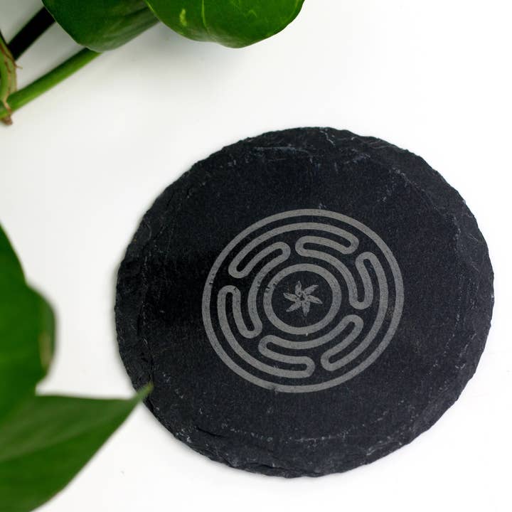 Three Witches Tea Shop - Wholesale Coasters - Stropholos of Hecate Engraved Slate Coaster + Altar Tile
