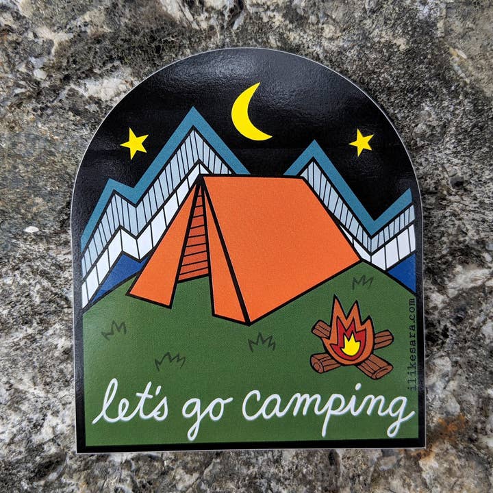 klistermærke | lad os gå på camping for engroshandel hos ilikesara | art + goods