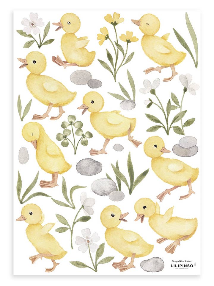 LUCKY DUCKY - Autocolantes muraux 9 petits canetons (S1391) por atacado de LILIPINSO