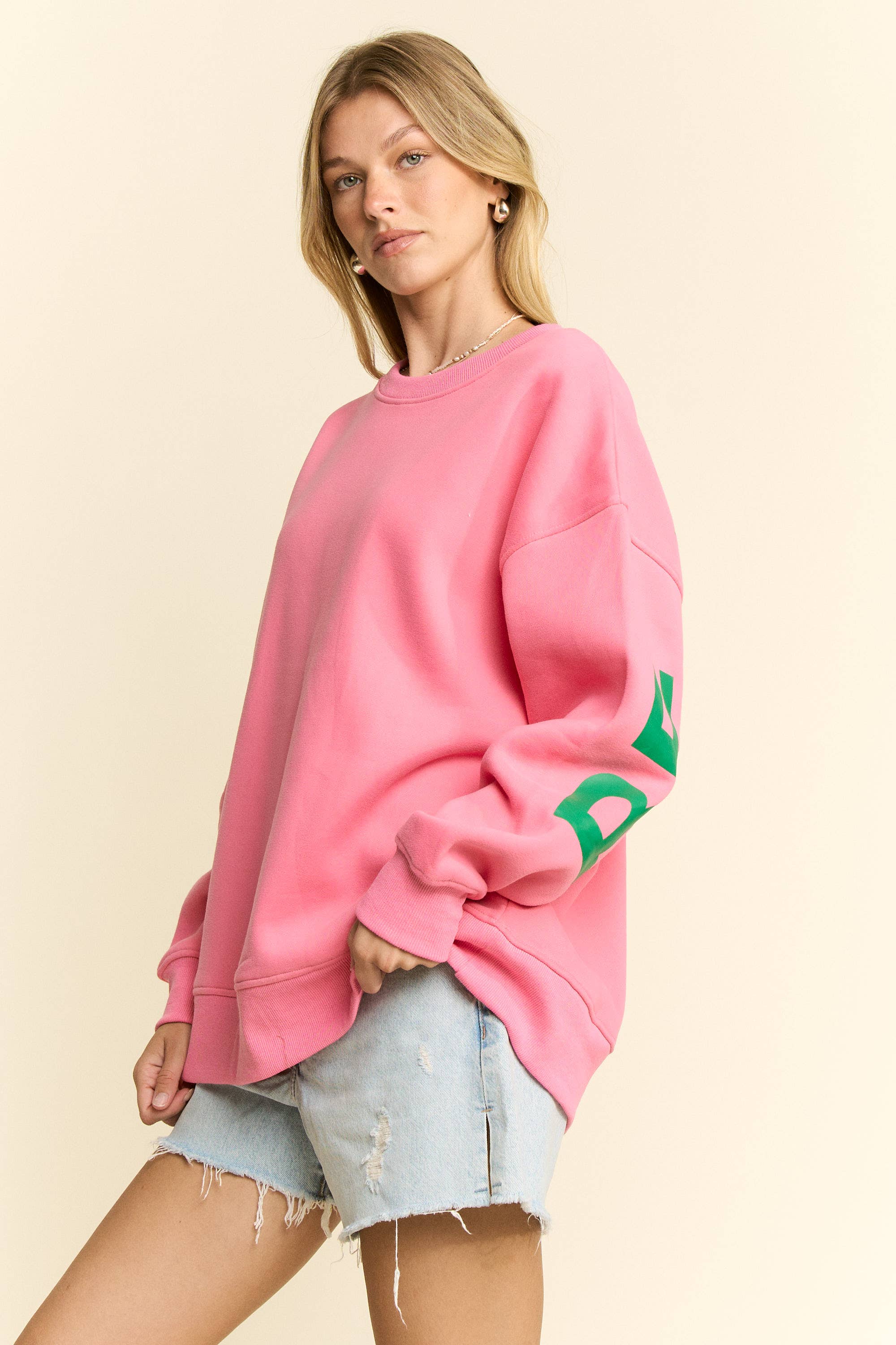 JADE BY JANE - Wholesale Graphic Sweatshirt - Women's - Be Yourself Love Yourself Printed Oversized Sweatshirt9