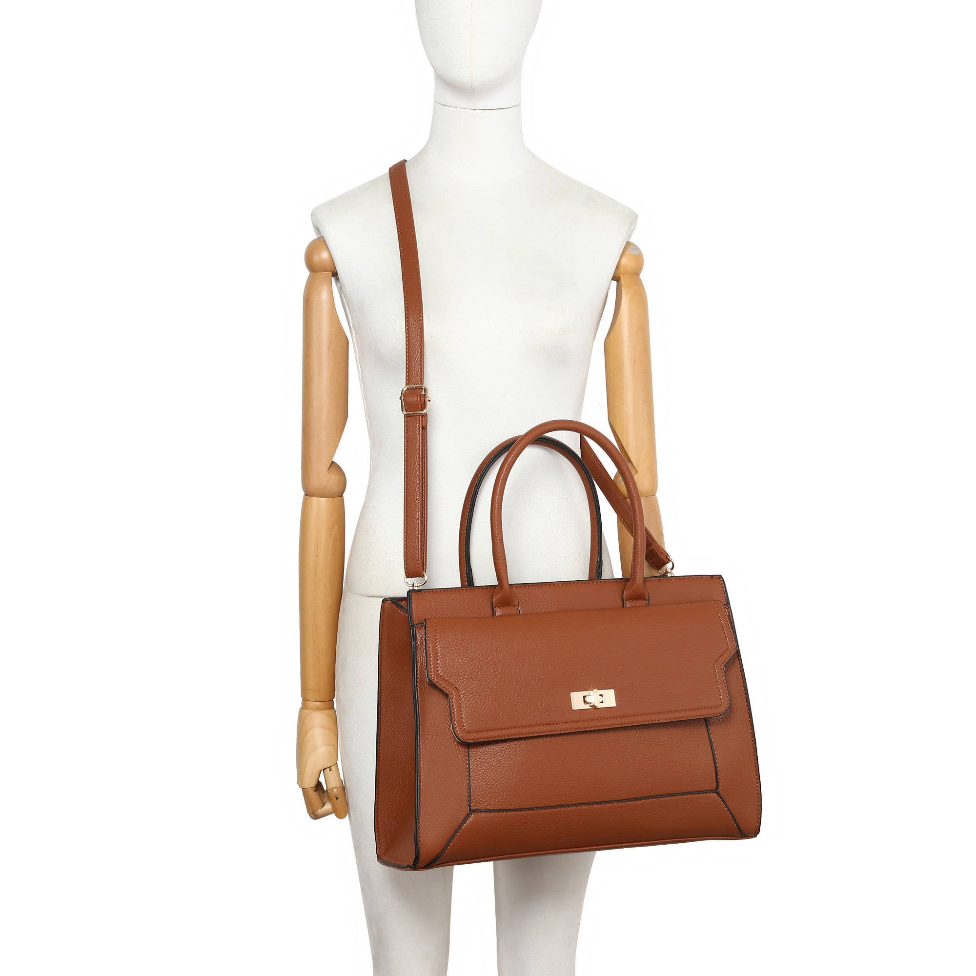 Papaya Fashion Ltd - Wholesale Tote Bag - Women's - B23031-Twist Lock Pocket Top Zipped Tote Handbag10