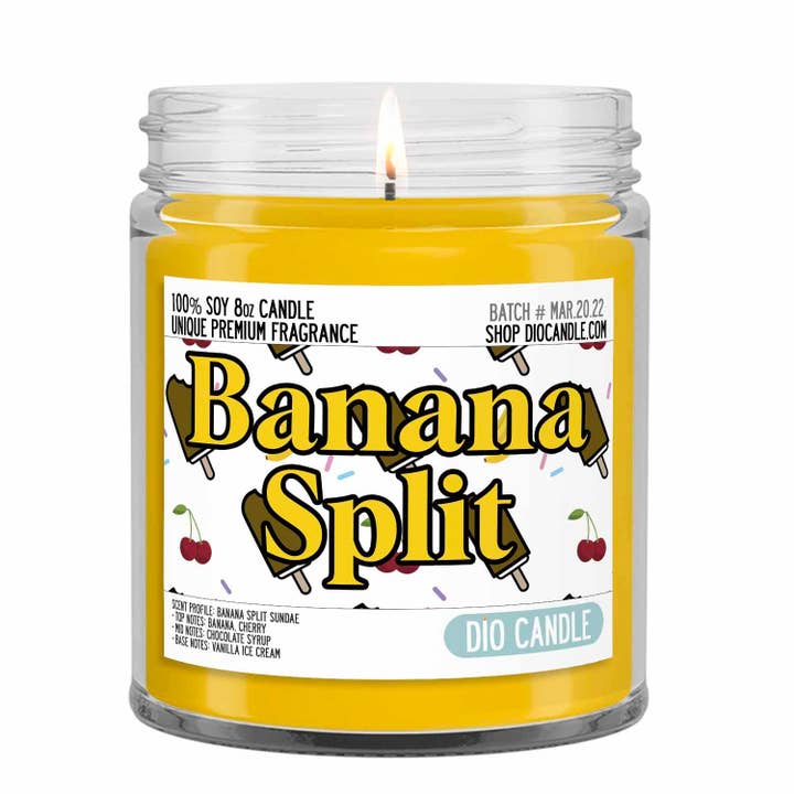 Banana Split Ice Cream Candle for wholesale by Dio Candle Company