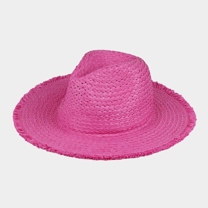 Sensibling Corp. - Wholesale Straw Hat - Women's - Frayed Solid Straw Sun Hat