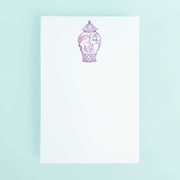 Purple Mahjong Ginger Jar Notepad for wholesale by Taylor Paladino