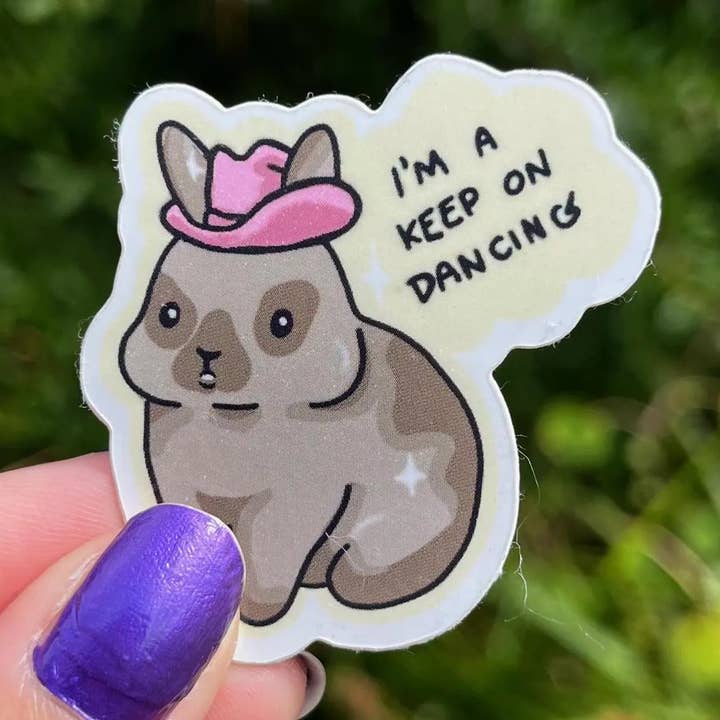 Pink Cowboy Hat Bunny Sticker for wholesale by Tashie Art