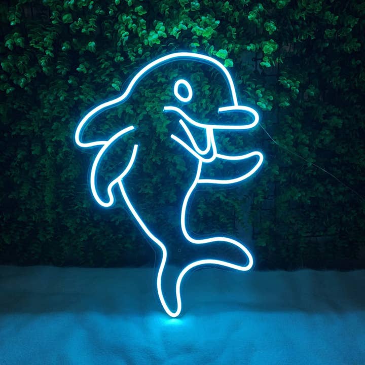 Glow Neon - Wholesale Neon Sign - Dolphin Line Neon Sign, Dolphin Led Light, Fishing Wall Art