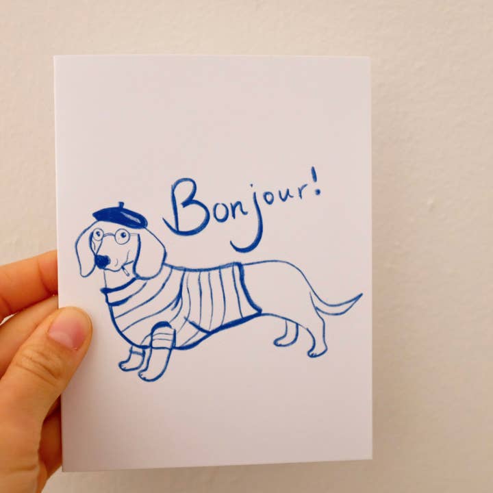 Carte de vœux Bonjour pour la vente par Desert Bunni