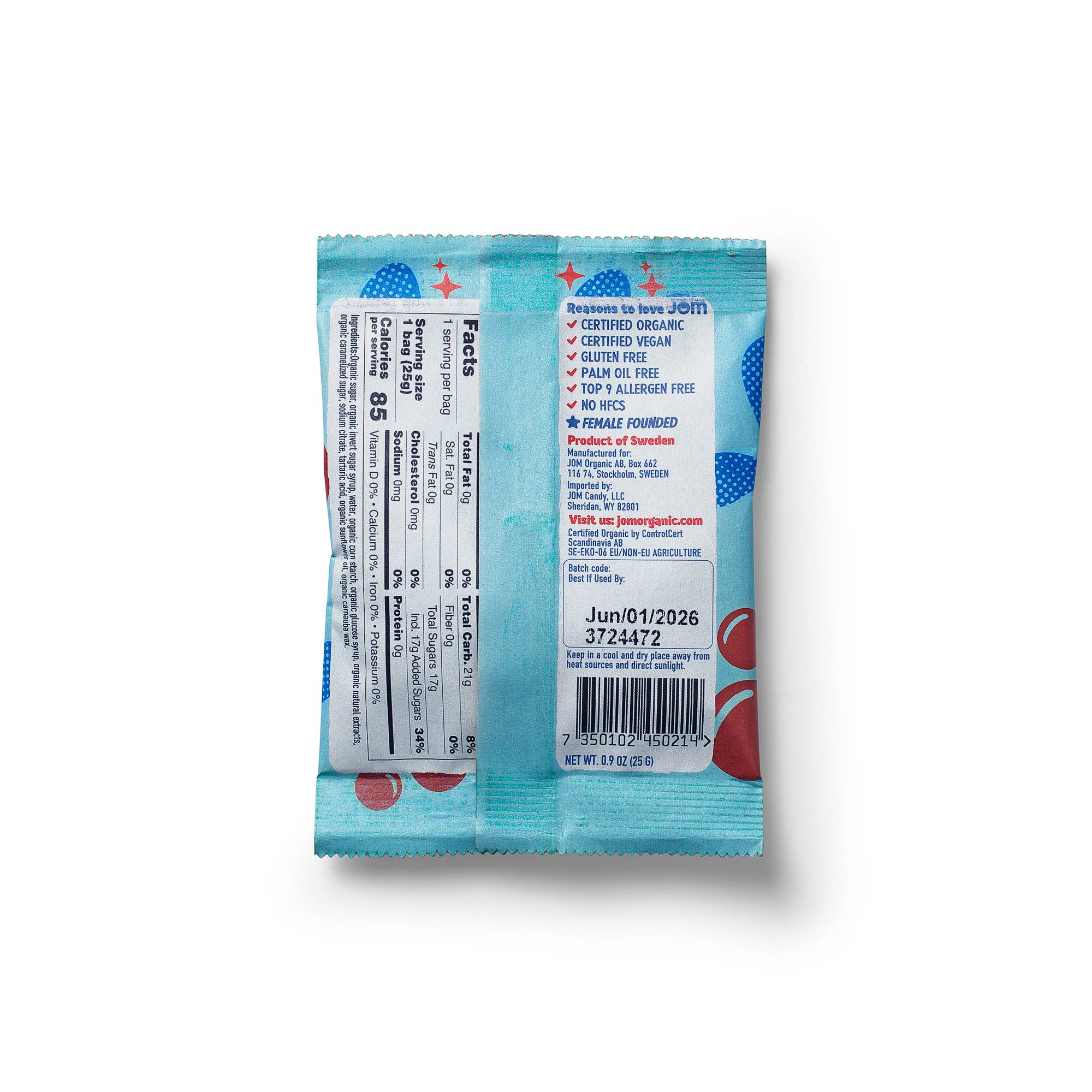 JOM - Wholesale Gummy - Snack Packs - Swedish Organic & Vegan Sour Cola Gummies6