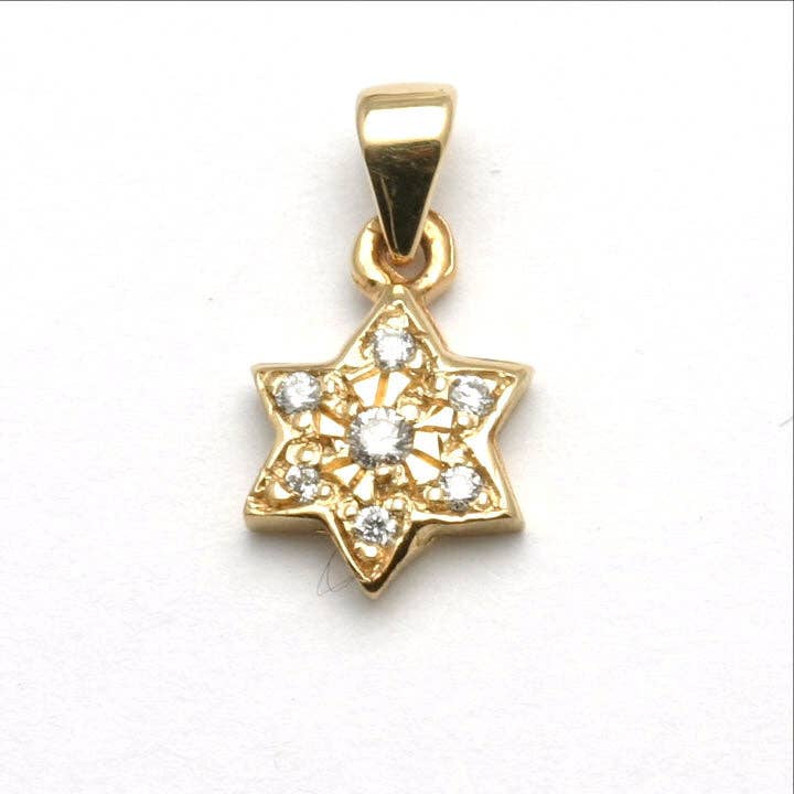 Bareket Fine Jewelry - Wholesale Individual Charm/Pendant - 14k Yellow Gold Diamond Star of David Pendant Small Pave