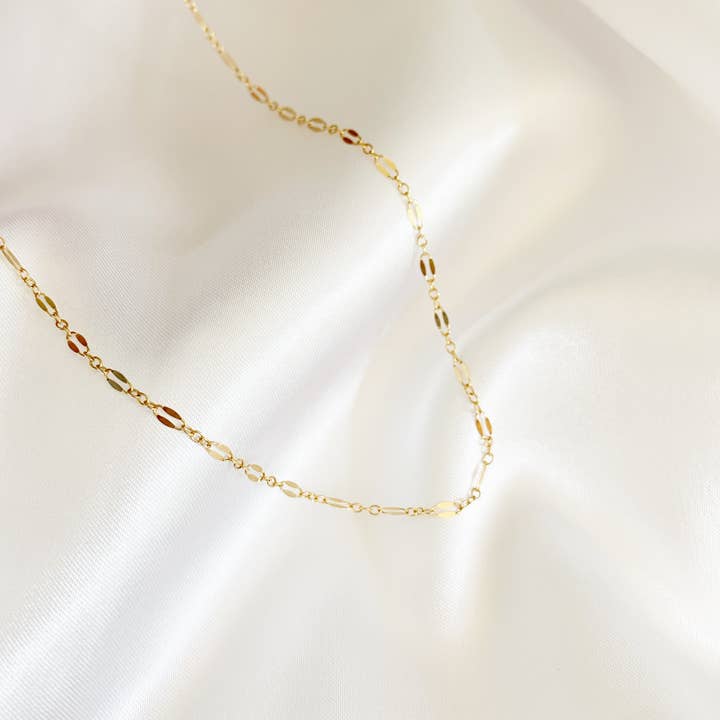 True by Kristy Jewelry - Wholesale Link & Chain Necklace - Kamryn Dapped Sequin Layering Chain Necklace Gold Filled