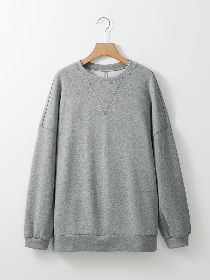 Medium Grey Side Split Drop Shoulder Oversized Sweatshirt for wholesale on Faire4