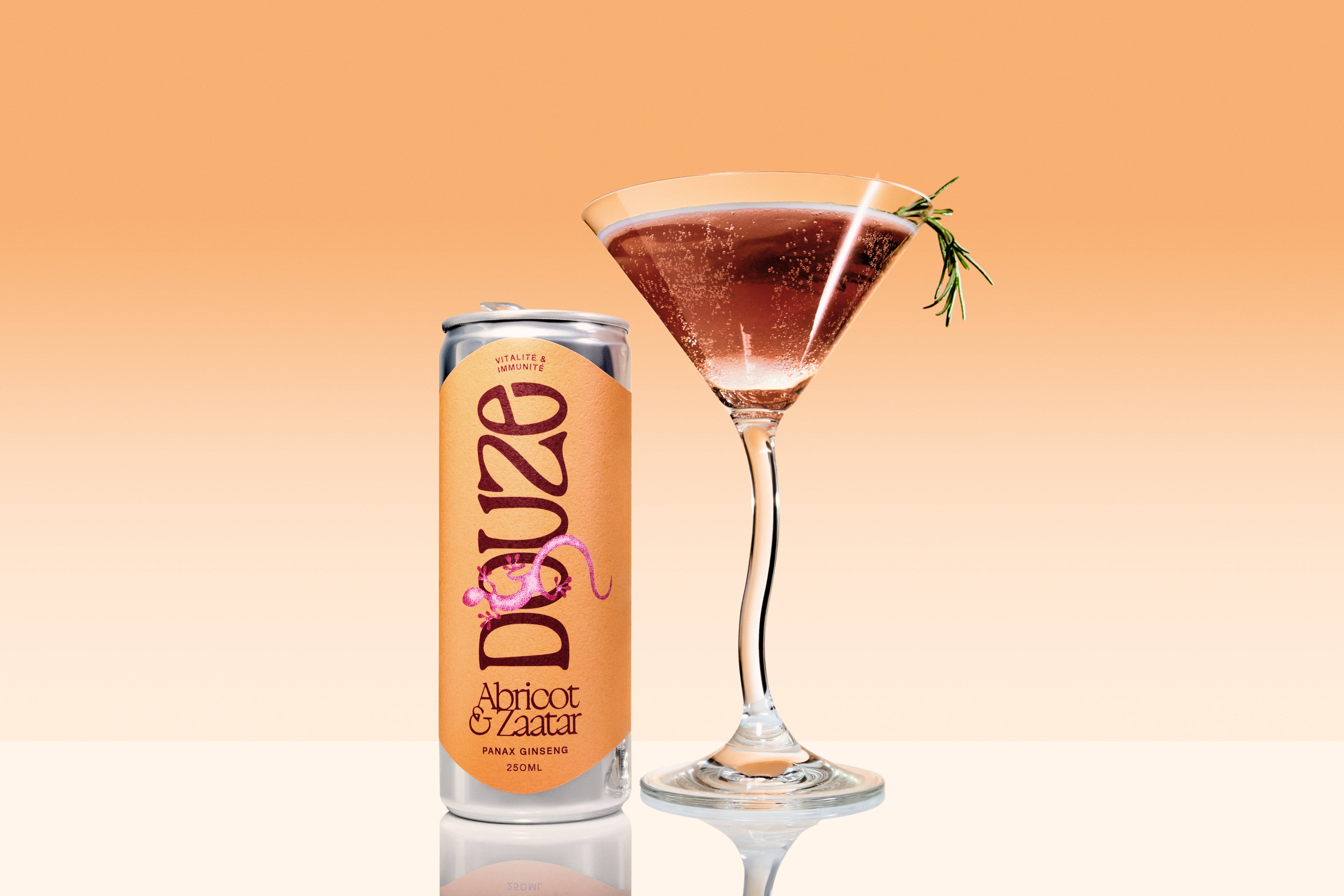 Douze – Großhandel Alkoholfreier Aperitif/Mocktail – Douze Sprudelndes 0 % Aprikose & Zaatar – Dose 25 cl0