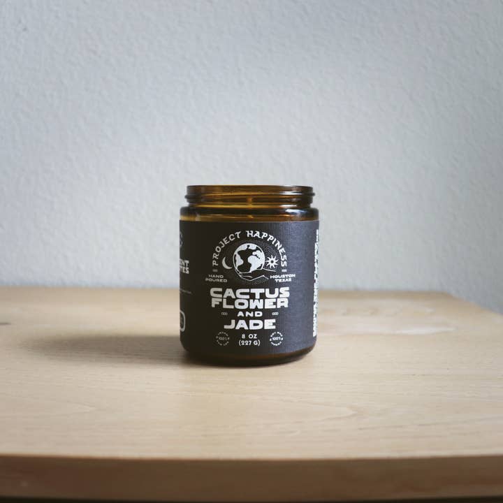 Project Happiness Candle Co. - Wholesale Jar/Filled Candle - Cactus Flower and Jade Soy Candle - 8oz | Valentines Day 7