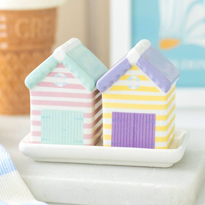 WONDER IMPORTS AUSTRALIA - Wholesale Salt & pepper shaker set - Pastel Beach Hut Salt and Pepper Shakers0