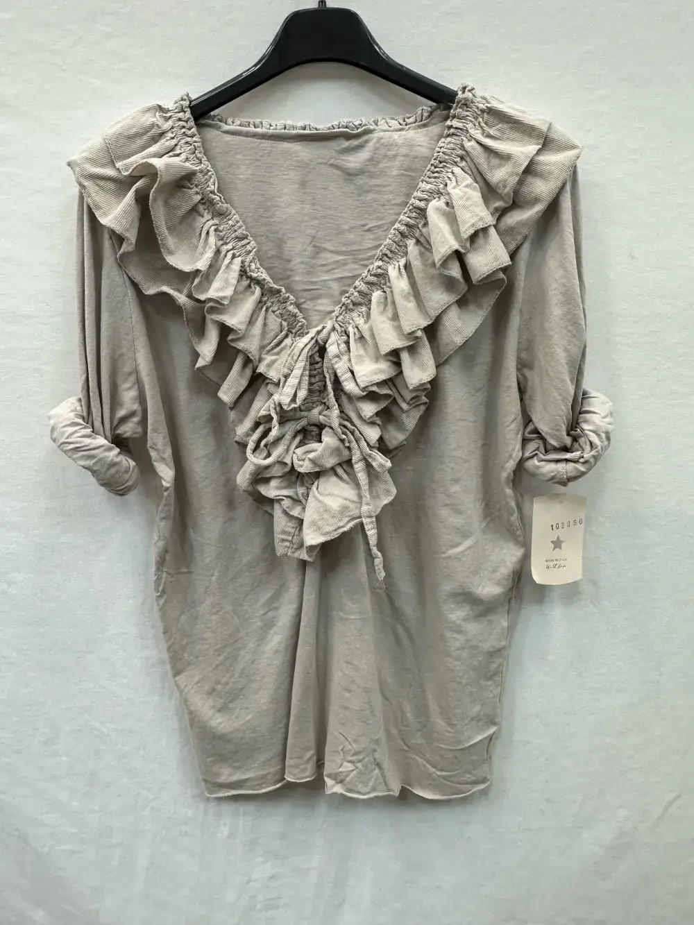 Mimi & Gogo - Wholesale Blouse - Women's - Cotton Velvet Ruffled Top @10296_HVFroufrou0