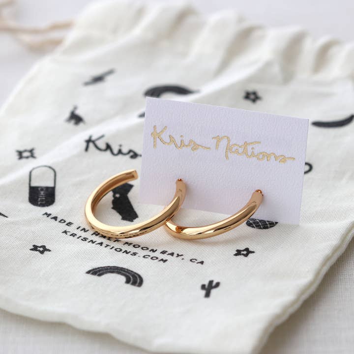 Kris Nations - Wholesale Hoop Earrings - Hollow Hoop Earrings 18K Gold Vermeil | Sterling Silver 15mm and 25mm Hoops Post Closure Nickel Free Hypoallergenic Ships from CA12