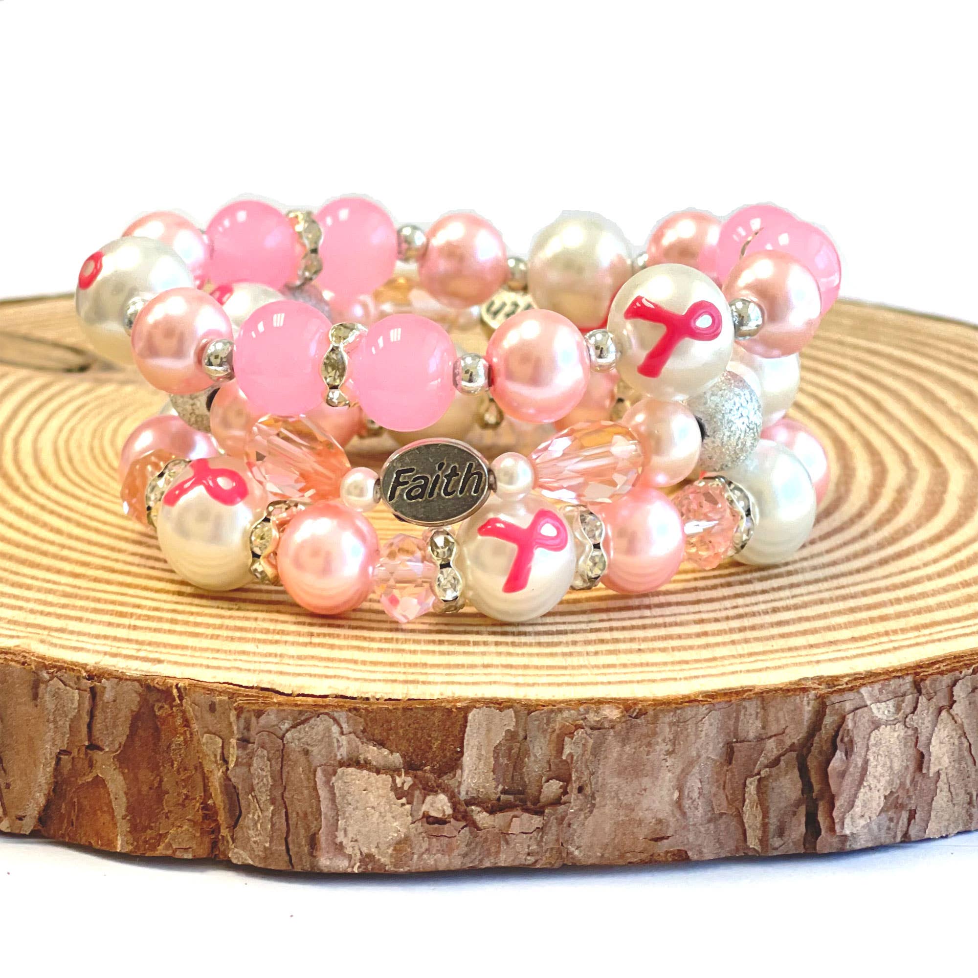Fiona Accessories - Vendita all'ingrosso Bracciale con perline - Braccialetto Nastro Rosa Perla Consapevolezza del Cancro al Seno 3 Stili8