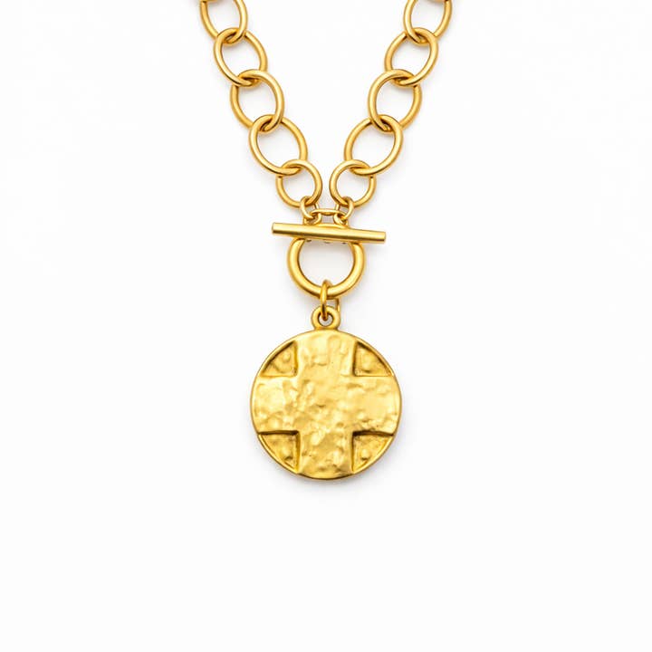 Erbstück-Kreis-Schlaufen-Halskette mit mattgoldenem Vaterunser für den Großhandel von PowerBeads by jen