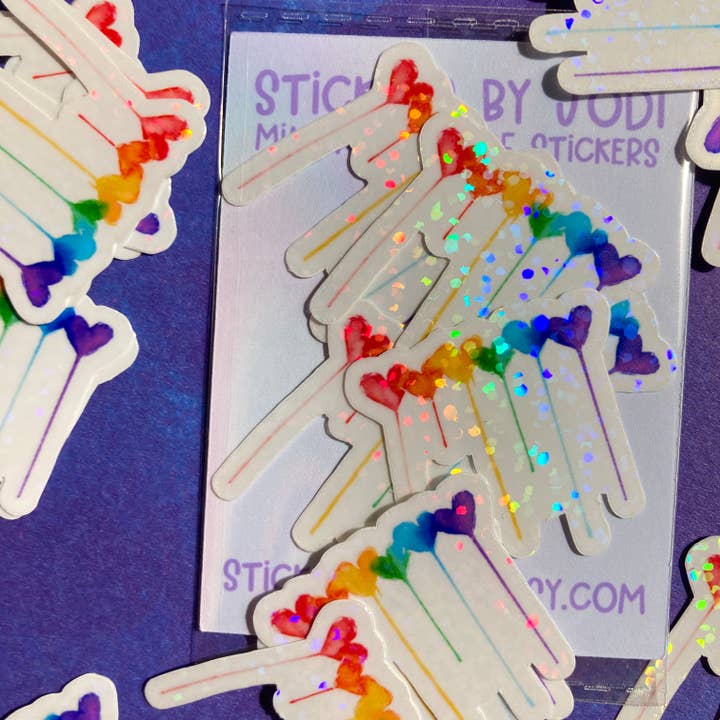 Mini Druipende Rainbow Hearts glitter stickers voor wholesale door stickersbyjodi