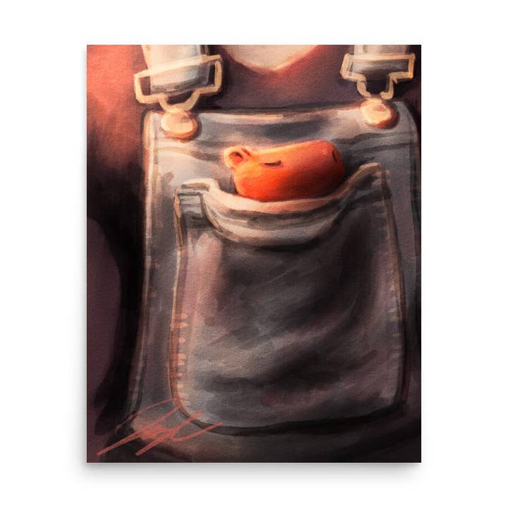 JoyousJoyfulJoyness - Wholesale Painting/Drawing - "PocketBara" Painting | Painting of a Miniature Capybara in a Pocket [Unfoiled]0