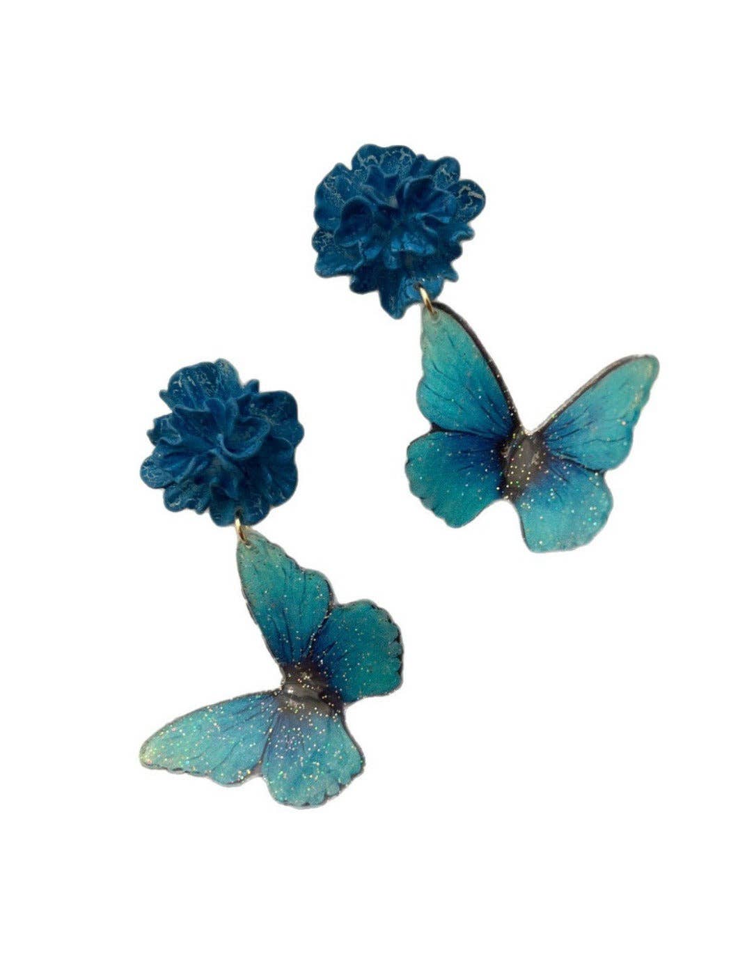 Funkyrel® Atzbranding Limited - Wholesale Dangle Earrings - Earwish -  Blue Butterfly & Flower Earrings0