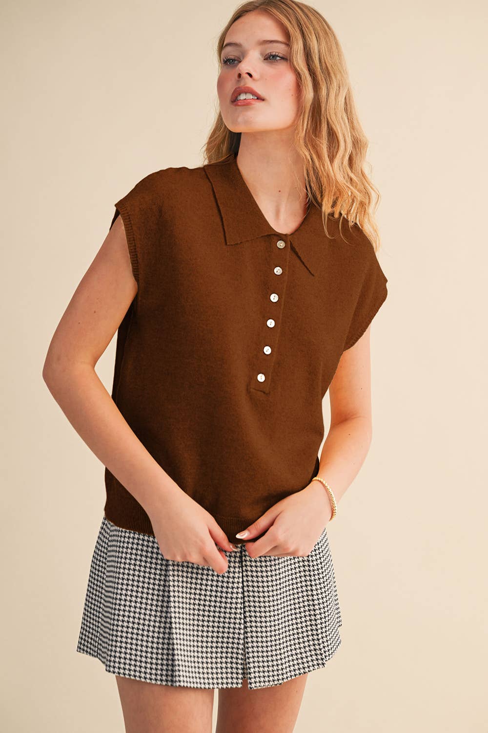 &MERCI – wholesale Tröjväst – Dam – ÄRMLÖS TRÖJA MED KRAGE MSW1123134