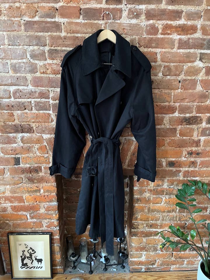 London Fog Black Trench Coat With Removable Collar for wholesale by Abalone Jewelry Co.