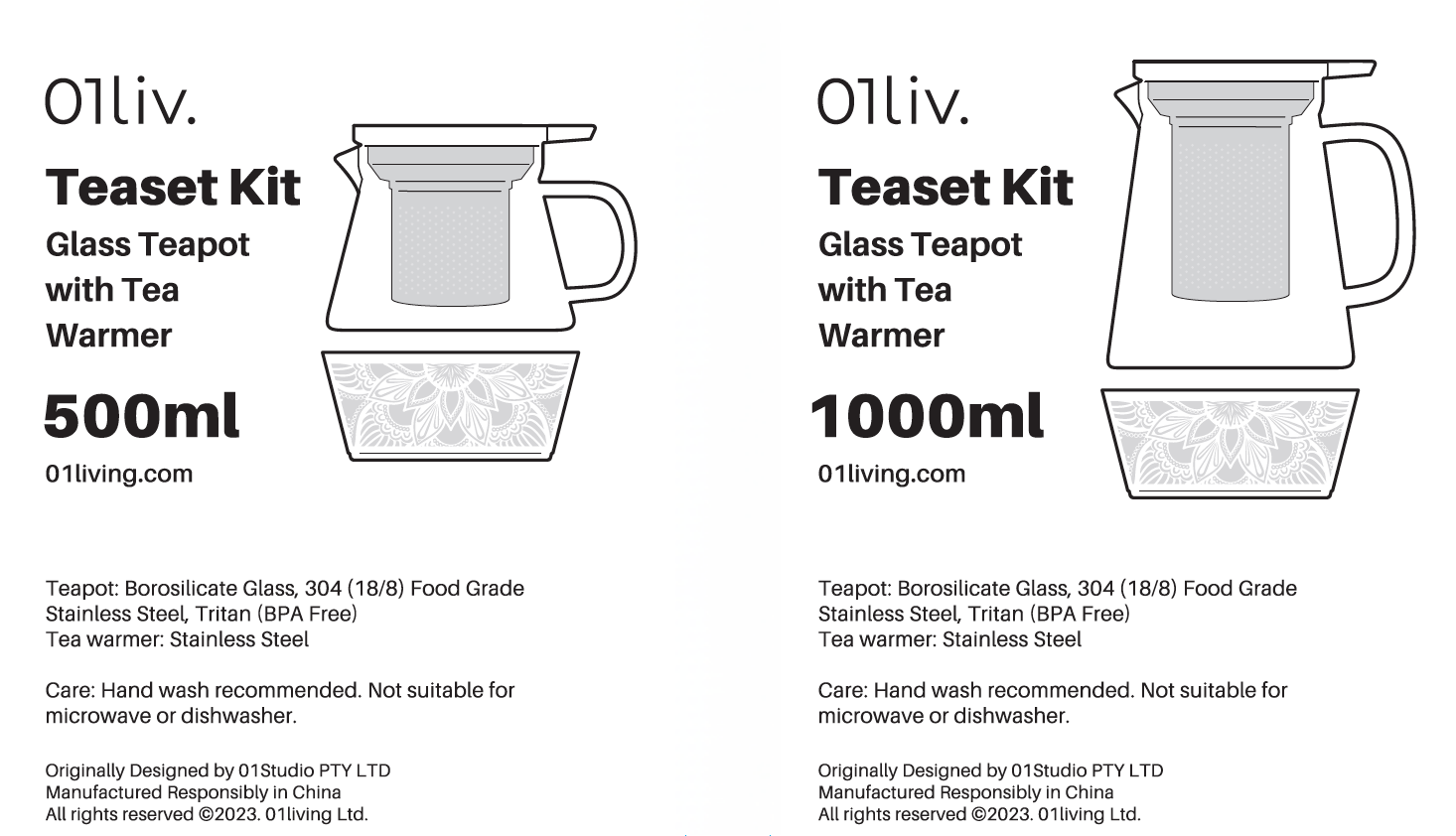 01living Ltd - Wholesale Tea Set - Teaset Kit Glass Teapot with removable Infuser and Teawamer7