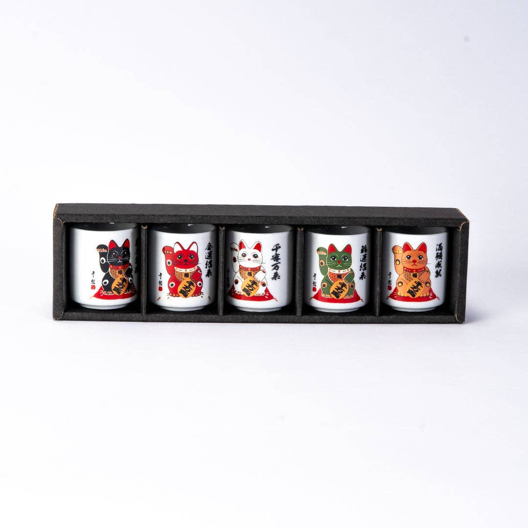 Urban Tokyo - Wholesale Coffee Mug - 5 Piece 1.5oz Sake Cup Gift Set Lucky Cats JP (1/60)2