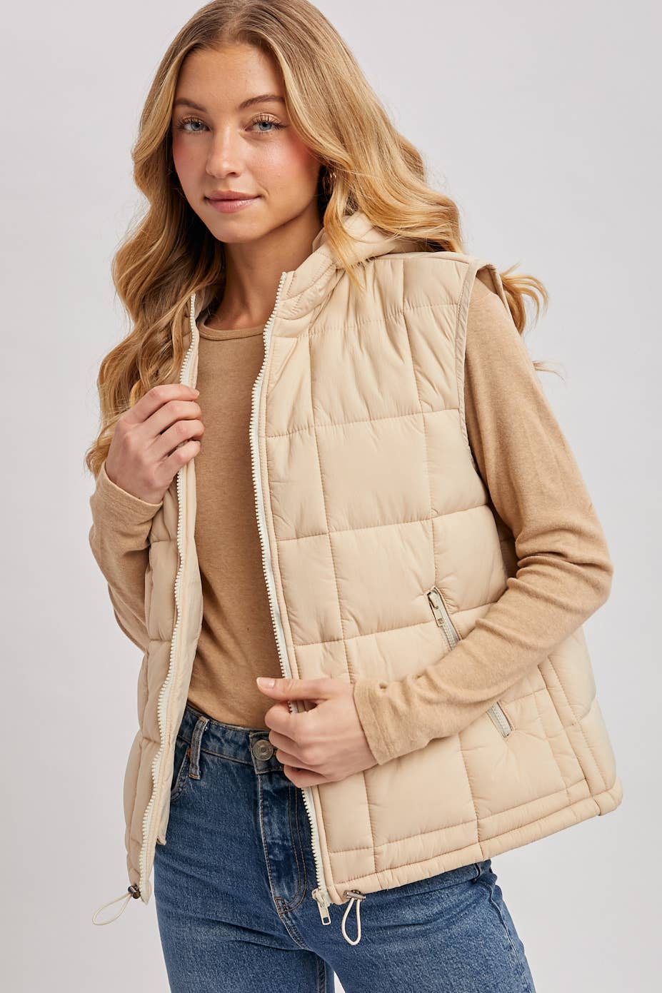 Bluivy – Colete - Mulher por atacado – COLETE COM CAPUZ COM ZÍPER