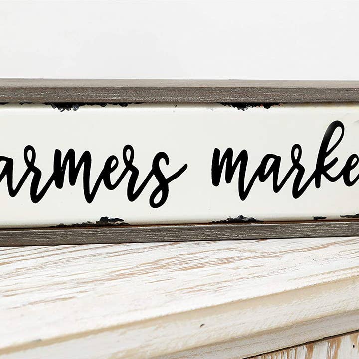 Paris Loft Inc – wholesale Sign – Vintage Farmers Market Wood Block Sign,Tabletop Decor1