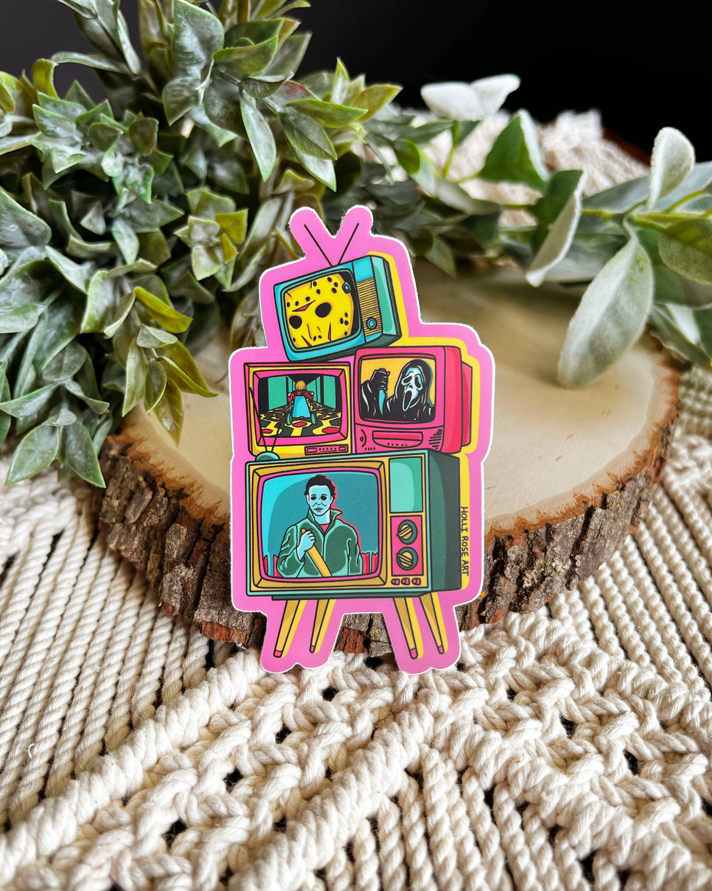 Holli Rose Art - Wholesale Sticker - Horror Friends TV Sticker1