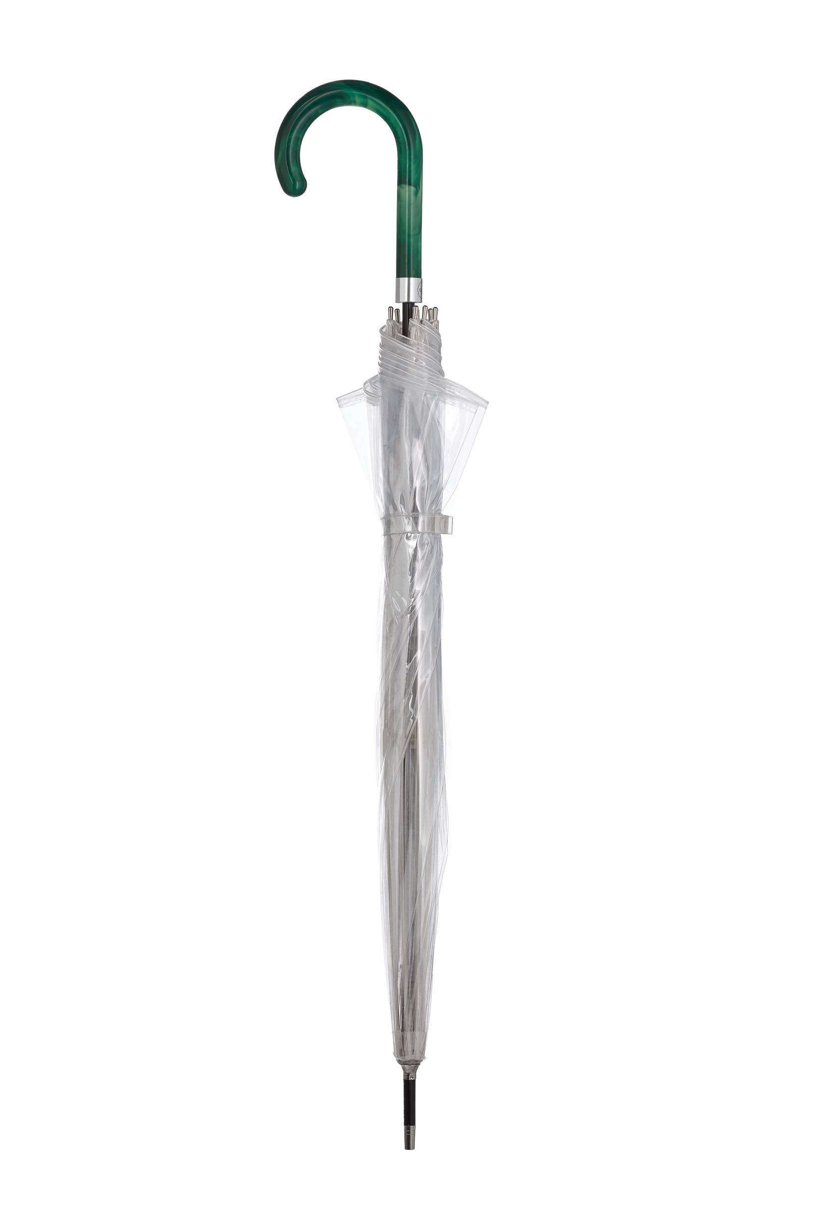 Clima Umbrellas - Wholesale Umbrella - Women's - “Aqua” Transparent Long Auto Umbrella | Marbled handle3