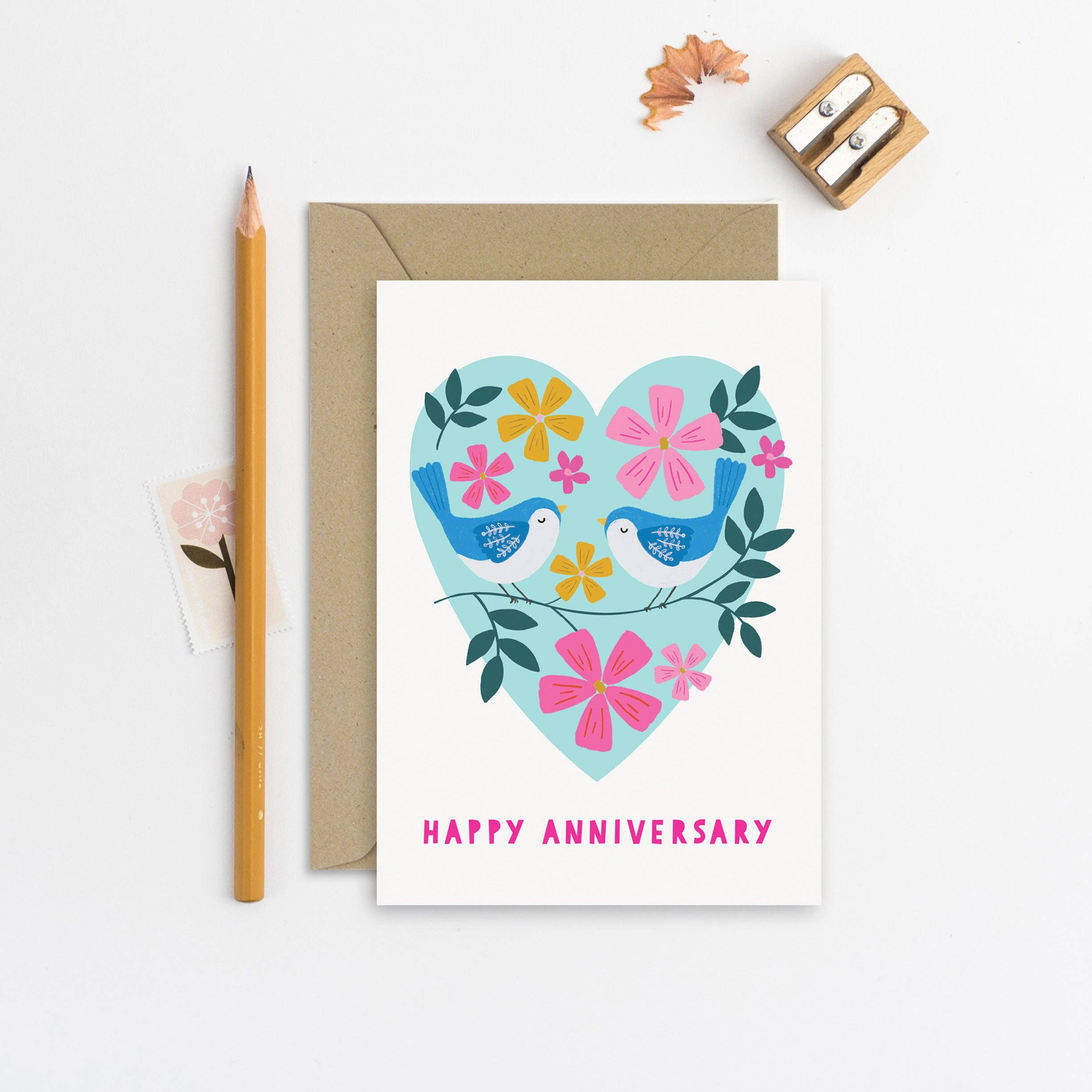 Mifkins – wholesale Anniversary card – Happy Anniversary Lovebirds Card1