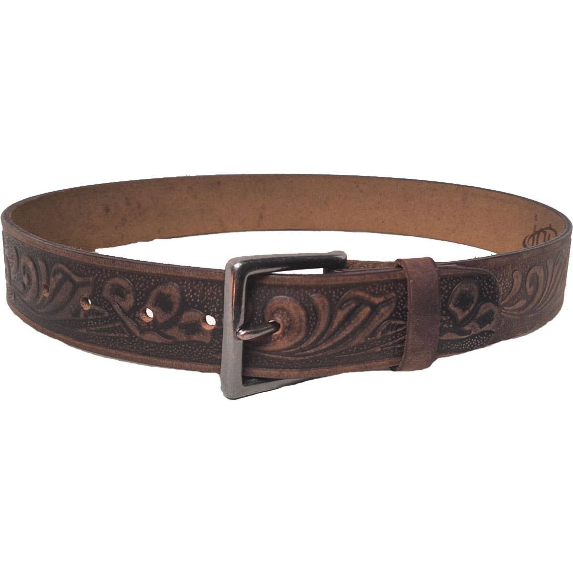 IGI CANADA - Wholesale Belt - Unisex - GENUINE LEATHER 40MM FLOWER EMBOSSED BELT #10407