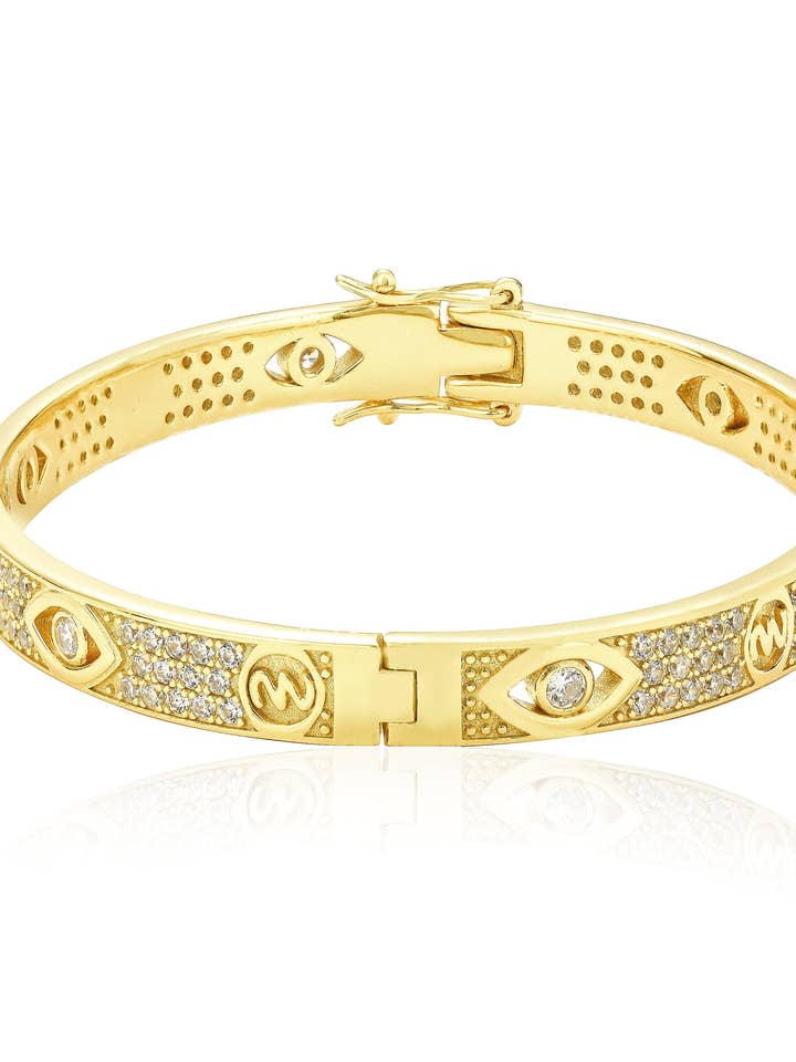 CZ Diamant-Manschettenarmband mit Augensymbol für den Großhandel von Nayla Jewelry