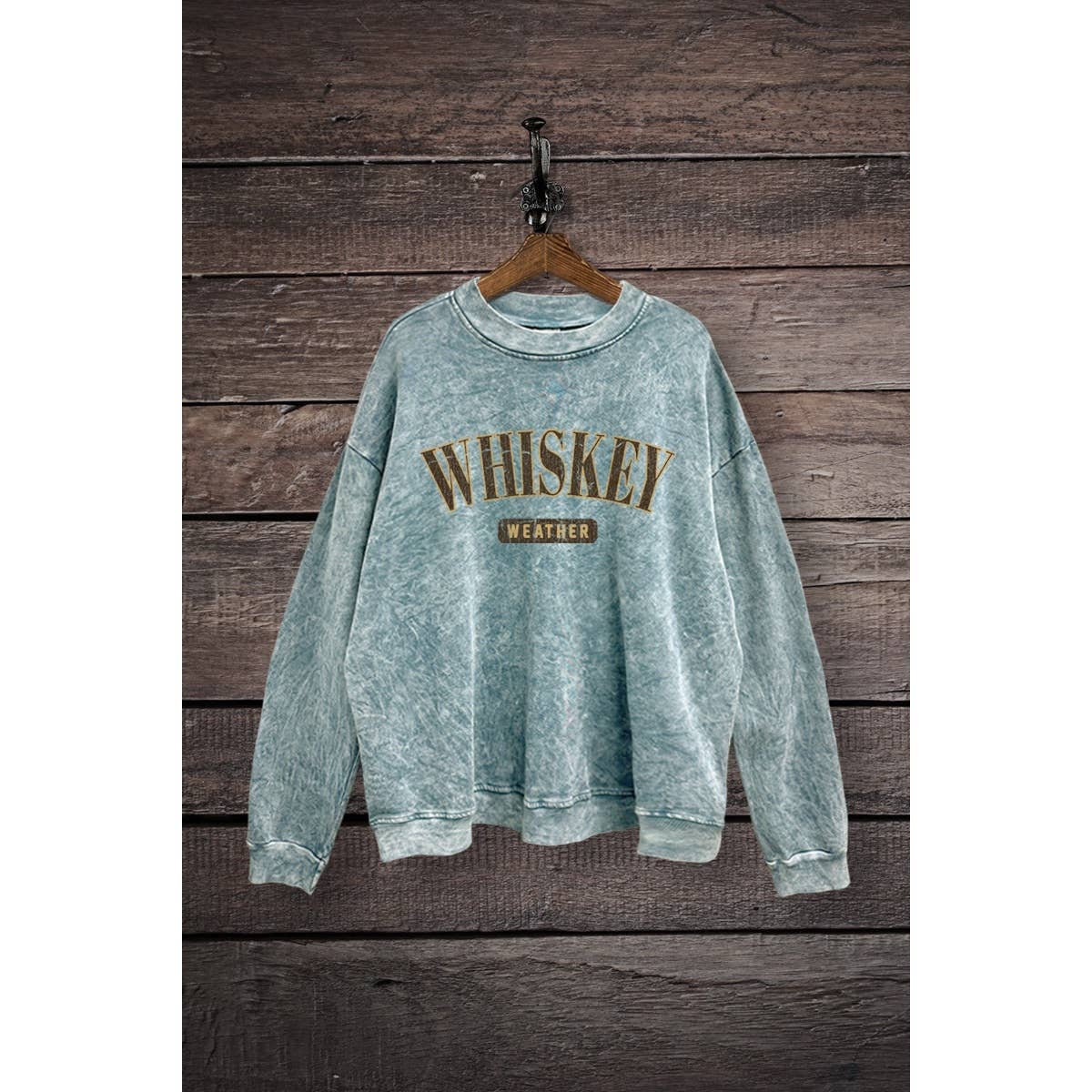 VINTAGE POINT USA – wholesale Sweatshirt med tryck - Dam – WHISKEY VÄDER GRAFISK MINERALTVÄTTAD SWEATSHIRT6